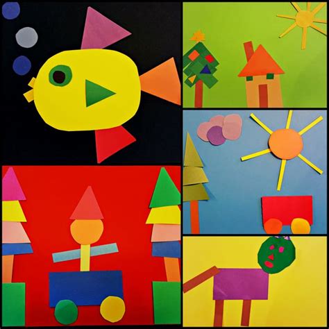 Shape Art | Math art projects, Shape collage, Kindergarten art