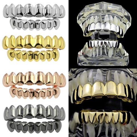 Ladoral 1pcs/2pcs New Unisex 18K Hip Hop Teeth Grillz Set Top Bottom ...