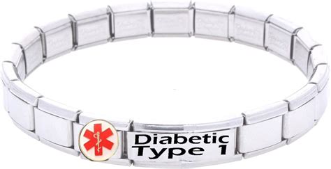 Diabetic Type 1 Medical ID Alert Bracelet - Stainless Steel - One size ...