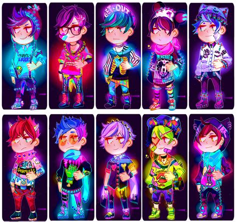 [CLOSED] NEW NEON PUNK ADOPTABLES 003 by txunnpae on DeviantArt