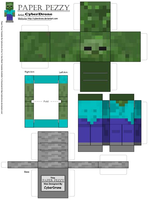 Zombie Minecraft Paper Craft Model | Free Printable Papercraft Templates