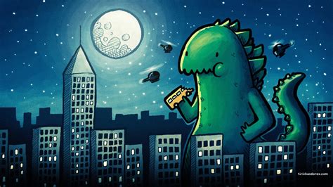 Wallpaper : 1366x768 px, cartoon, drawing, Godzilla 1366x768 - wallhaven - 1380619 - HD ...