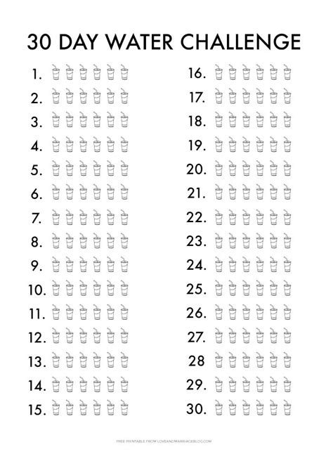 30 Day Water Challenge | Water challenge, Challenges, Journal template