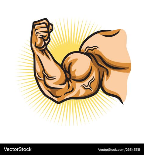 Muscular strong arm powerful hand bicep gym Vector Image