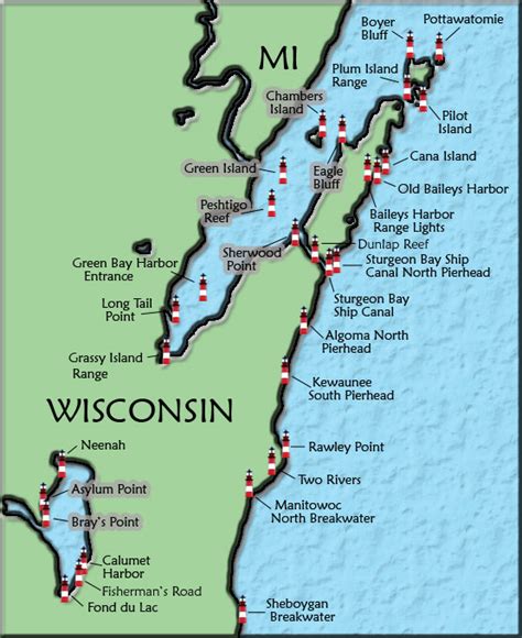 Wisconsin Lighthouse Map