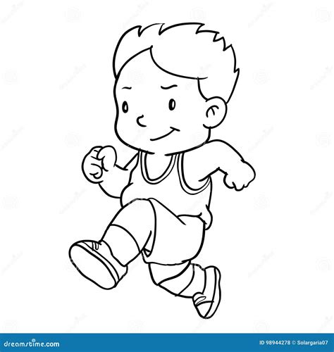 Hand Drawing of Boy Running -Vector Illustration Stock Vector - Illustration of character ...