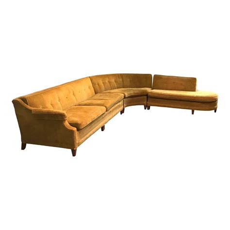 Vintage Mid Century Modern Curved Couch Heritage Sectional | Chairish