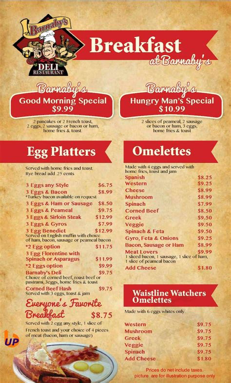 Barnaby's menu in Courtice, Ontario, Canada