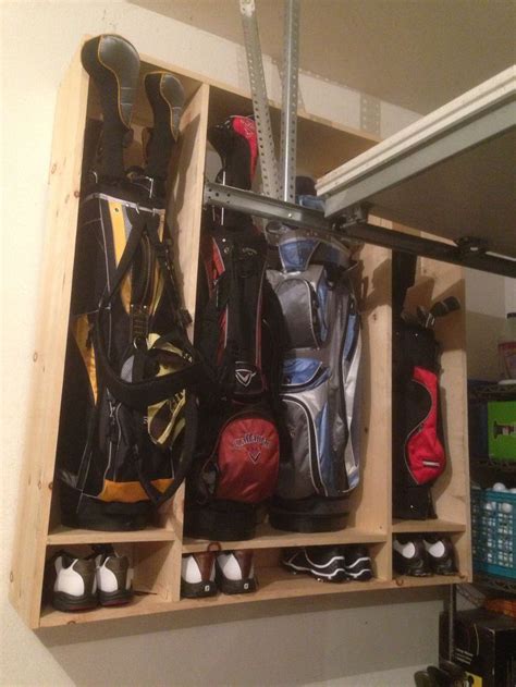 Golf bag holder Garage Organization, Garage Storage, Diy Storage, Workshop Organization ...