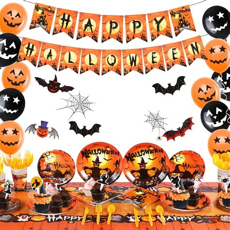 Amazon.com: Halloween Party Supplies Tableware Set 180 PCS Halloween ...