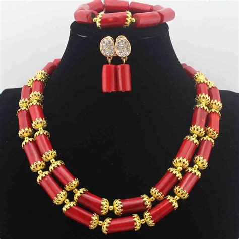 African Red Coral Beads Jewelry Set Christmas New Design African ...