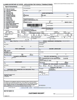 ILLINOIS SECRETARY OF STATE APPLICATION FOR VEHICLE TRANSACTION(S) - Fill and Sign Printable ...