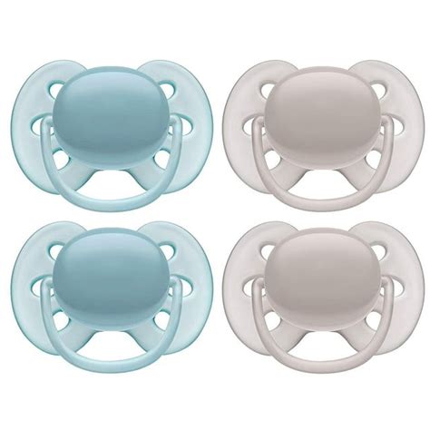 Philips Avent Ultra Soft Pacifier, 6-18 months, Teal and Gray Colors, 4 pack, SCF211/40 ...