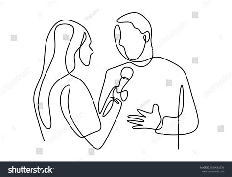 Continuous One Single Line Drawing Reporter Stock Vector (Royalty Free) 1810082533 | Shutterstock