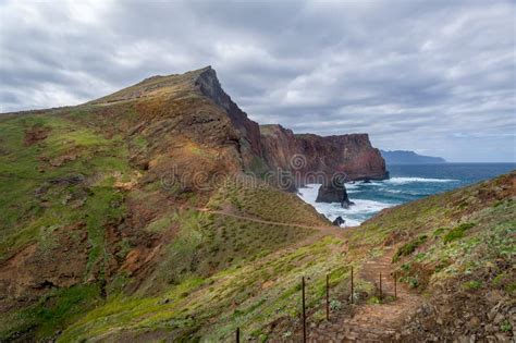 Madeira Island Hiking Path in a Beautiful Volcanic Landscape. Stock ...