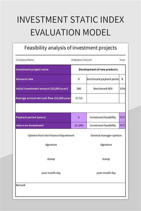 Investment Static Index Evaluation Model Excel Template And Google Sheets File For Free Download ...