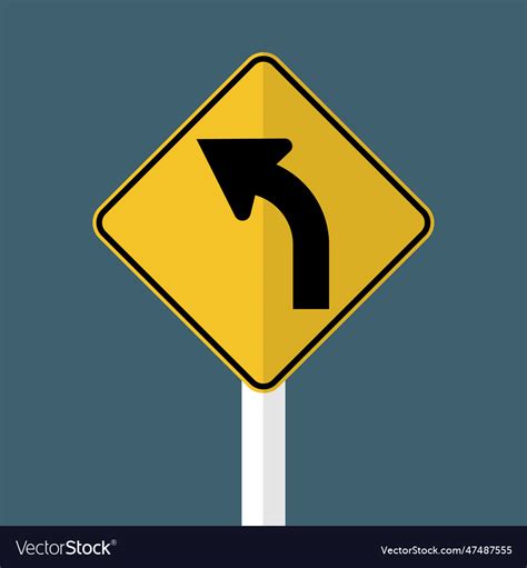 Left curve ahead sign Royalty Free Vector Image