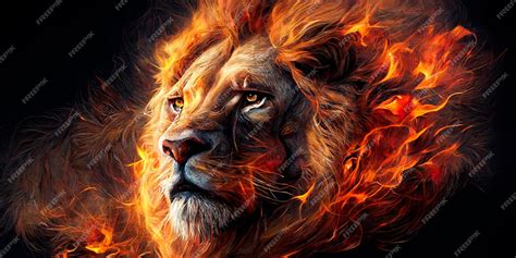 Premium Photo | Lion on fire for background Generative AI