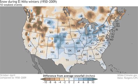 US snow patterns during weak El Niño events | NOAA Climate.gov