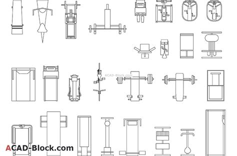 CAD Gym Equipment in Plan DWG - Free CAD Blocks