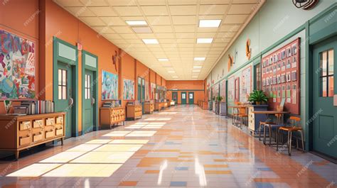 Premium AI Image | a bustling school hallway filled with lockers