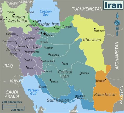 Large regions map of Iran | Iran | Asia | Mapsland | Maps of the World