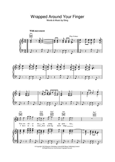 Wrapped Around Your Finger" Sheet Music by The Police for Piano/Vocal/Chords - Sheet Music Now