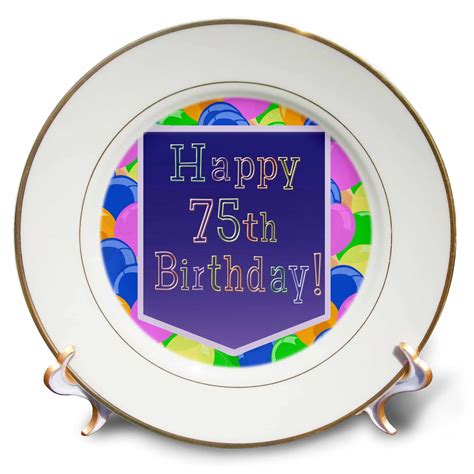 3dRose Balloons with Purple Banner Happy 75th Birthday, Porcelain Plate, 8-inch - Walmart.com