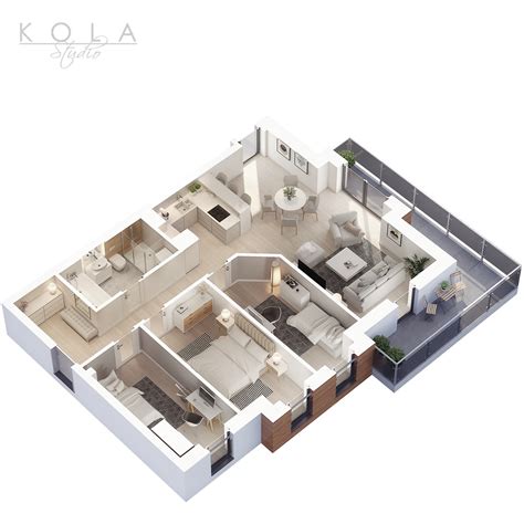 Apartment 3D floor plans :: Behance