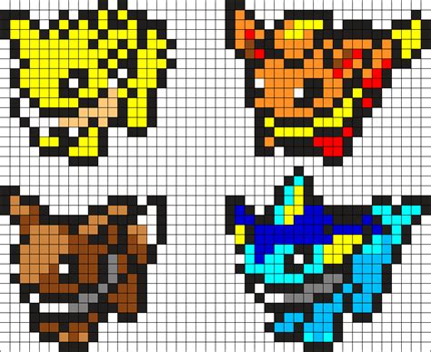 Eevee Evolutions Gen 1 Perler Bead Pattern | Bead Sprites | Characters ...