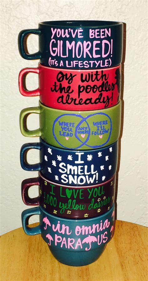 Stackable Gilmore Girls Mugs with storage rack 6 mugs per