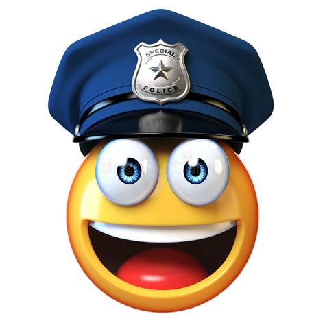 Policeman Emoji Isolated on White Background, Cop Emoticon 3d Rendering Stock Illustration ...