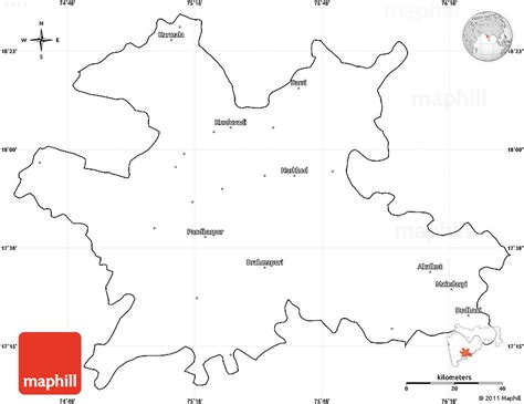 Blank Simple Map of Solapur, cropped outside