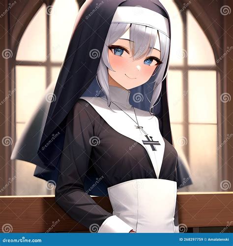 Cute Anime Manga Girl Dressed in a Nun Outfit. Generative AI Stock Illustration - Illustration ...