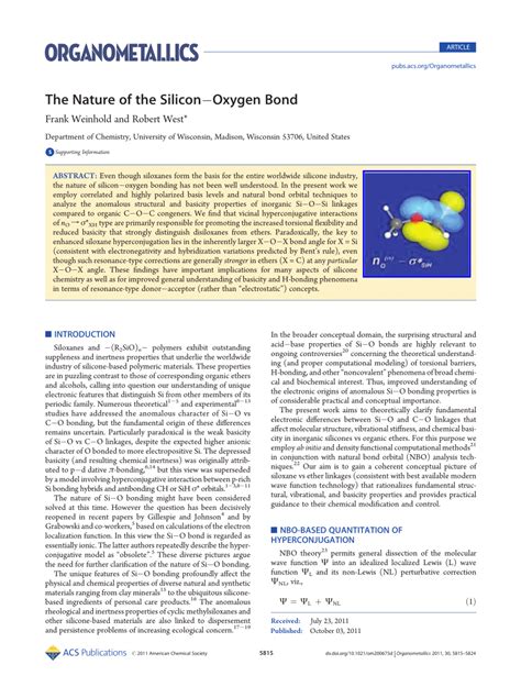 (PDF) The Nature of the Silicon–Oxygen Bond