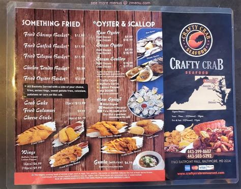 Online Menu of Crafty Crab Restaurant, Baltimore, Maryland, 21224 - Zmenu