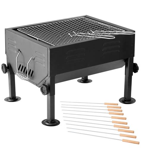 Buy Table Top Lightweight Barbeque Grill with Stand & pack of 12 skewers by GodsKitchen Online ...