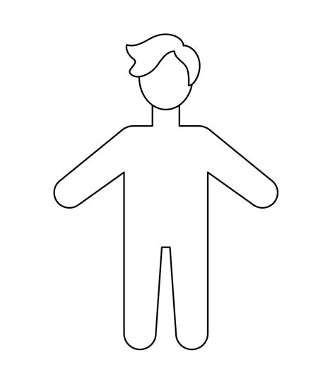 Simple cartoon blank man body template. Silhouette Boy child figure outline. Isolated vector ...