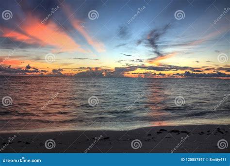 Sunset Over the Ocean at Vanderbilt Beach Stock Image - Image of gulf ...