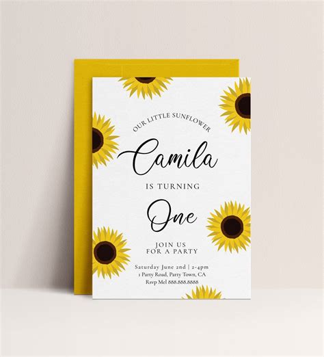 Sunflower Birthday Invitation-sunflower Birthday Party Invitation, Editable Sunflower Invitation ...