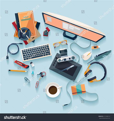 Workplace Concept Flat Design Stock Vector (Royalty Free) 213186214 ...