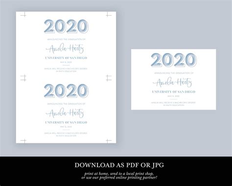 Modern Graduation Announcement Template Printable 2023 Grad - Etsy