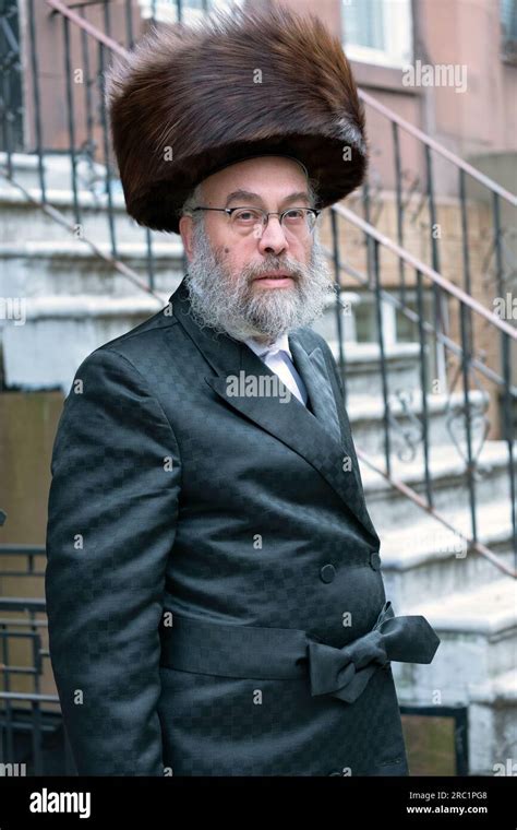 An orthodox Jewish man wearing a shtreimel fur hat during Passover. In Williamsburg, Brooklyn ...