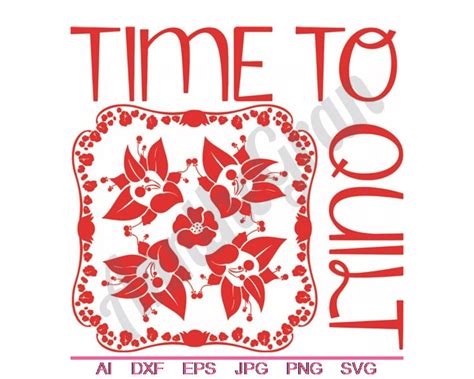 Floral Quilt Block Svg, Dxf, Eps, Png, Jpg, Vector Art, Clipart, Cut ...