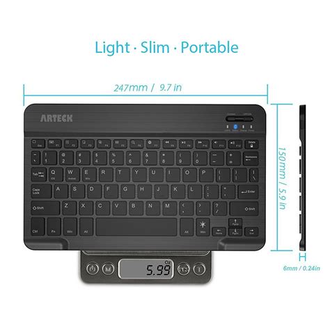 Arteck HB030B Universal Slim Portable Wireless Bluetooth 3.0 7-Colors ...