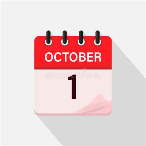 October 1, Calendar Icon with Shadow. Day, Month. Flat Vector ...