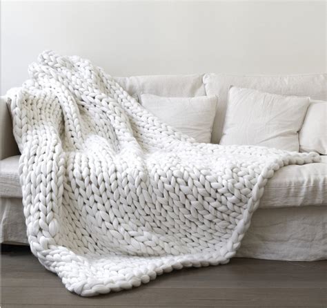 White chunky knit blanket knitted blanket, chunky blanket, knit throw ...