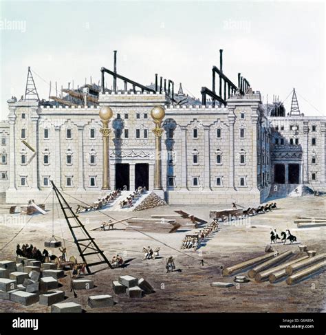 DEPICTING CONSTRUCTION OF KING SOLOMON'S TEMPLE PAINTING BY BEALE Stock ...