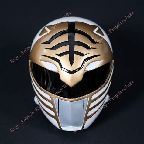 White Ranger Helmet Cosplay MMPR Halloween Costume - Etsy