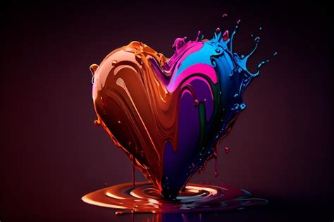 Premium Photo | Colorful paint love heart shape for valentine's day generative ai